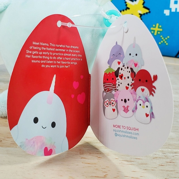 Squishmallow Niema the Narwhal 3.5" Clip UltraSoft Valentine's Day Plush Toy NWT - Picture 11 of 12